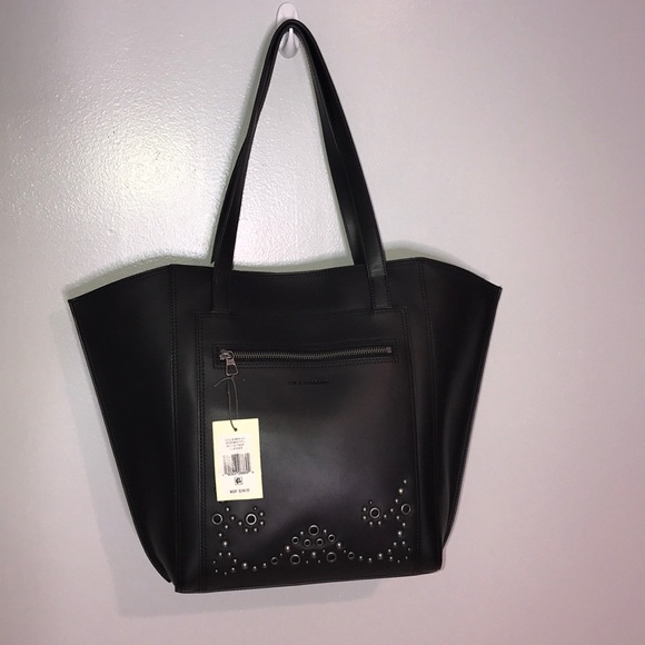 NWT Lucky Brand Black Maya Large Studded Tote - Picture 2 of 8